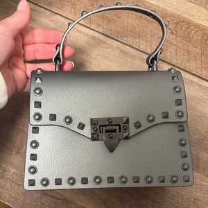 Studded Gray Handbag